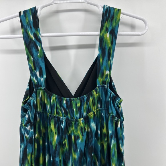 Maxi Dress Women's XL Blue Green Abstract Coastal Casual Mom Vacation ABStudio - Picture 5 of 12